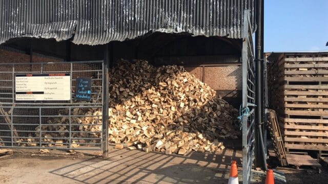 Wood pile in storage shed